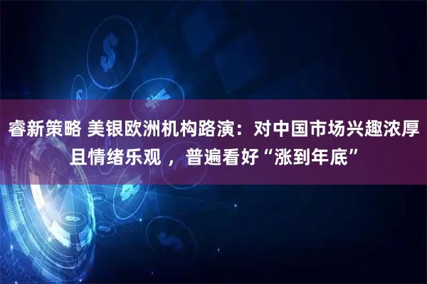 睿新策略 美银欧洲机构路演：对中国市场兴趣浓厚且情绪乐观 ，普遍看好“涨到年底”