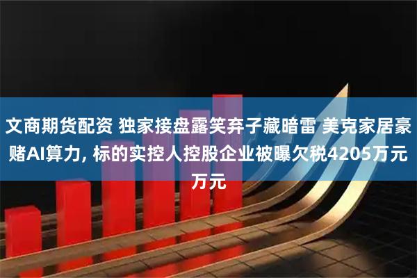 文商期货配资 独家接盘露笑弃子藏暗雷 美克家居豪赌AI算力, 标的实控人控股企业被曝欠税4205万元